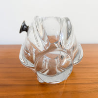 Murano Style Crystal Glass Ice Dish with Silver Handles