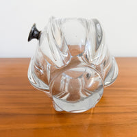 Murano Style Crystal Glass Ice Dish with Silver Handles