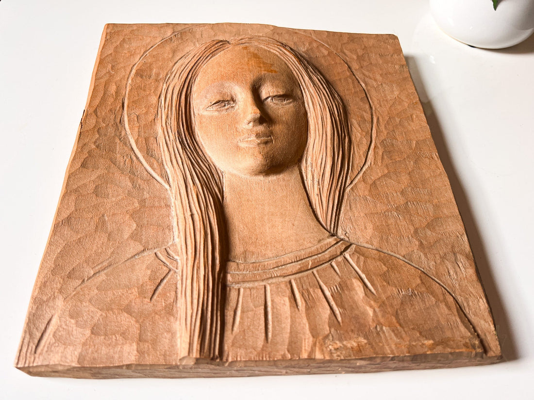 Carved Wood Mary Art (Sold Individually)