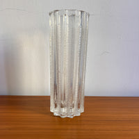 Ice Glass Crystal Tall Wavy Cylindrical Vase