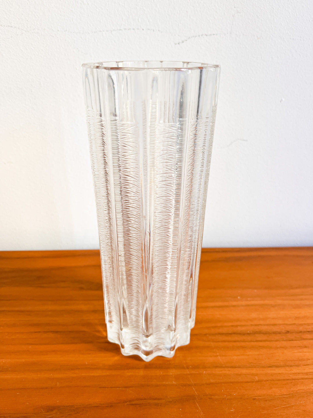 Ice Glass Crystal Tall Wavy Cylindrical Vase