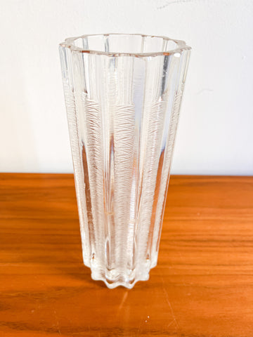 Ice Glass Crystal Tall Wavy Cylindrical Vase