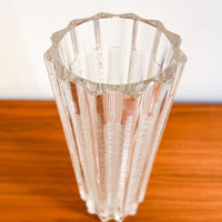 Ice Glass Crystal Tall Wavy Cylindrical Vase