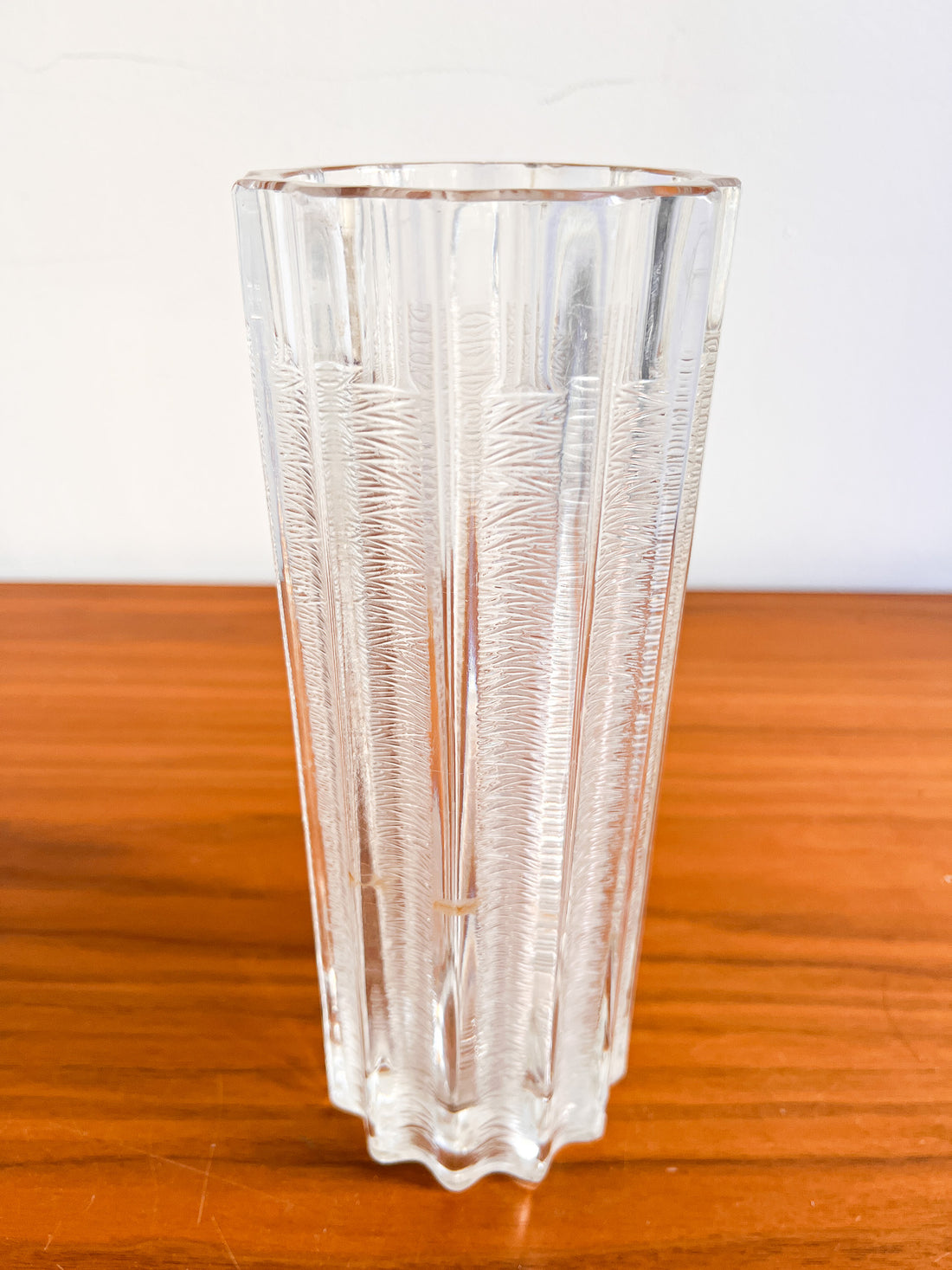 Ice Glass Crystal Tall Wavy Cylindrical Vase