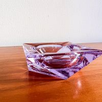 Murano Style Lavendar Crystal Glass Ashtray Dish