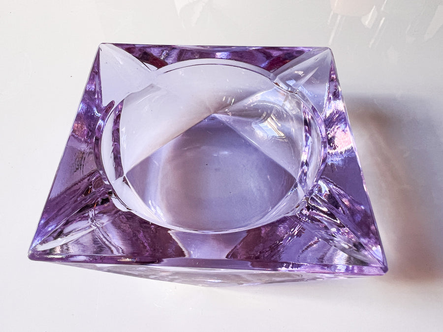 Murano Style Crystal Glass Ashtray Dish