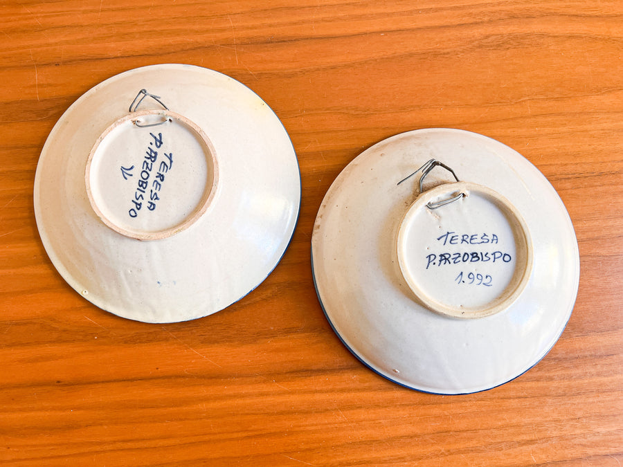 Teresa Parzobispo 1992 Blue and White Ceramic Bowls (Sold Separately)