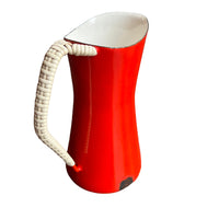 Dansk Danish Red Enameled Cast iron Pitcher with Woven handle