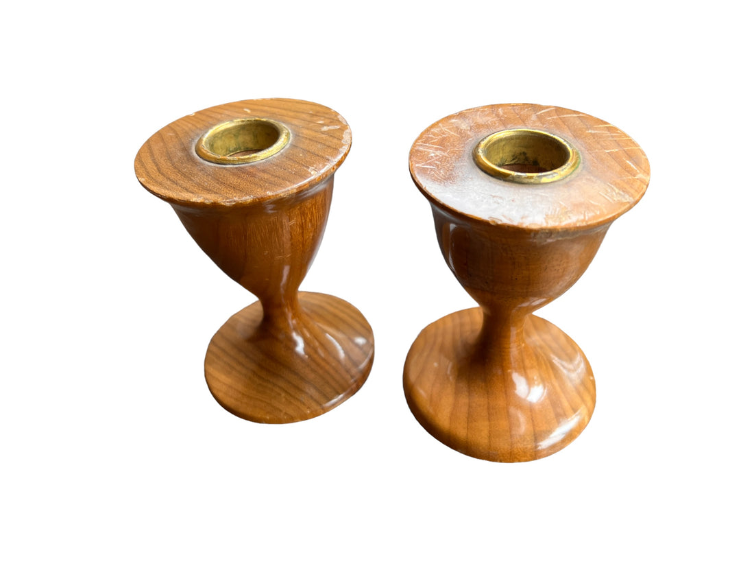 Myrtle Wood Pedestal Candle holders