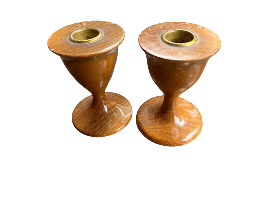 Myrtle Wood Pedestal Candle holders