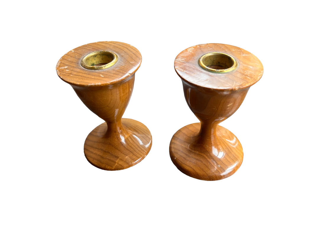 Myrtle Wood Pedestal Candle holders