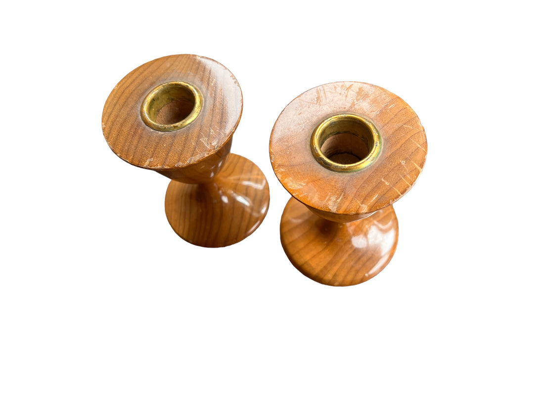 Myrtle Wood Pedestal Candle holders