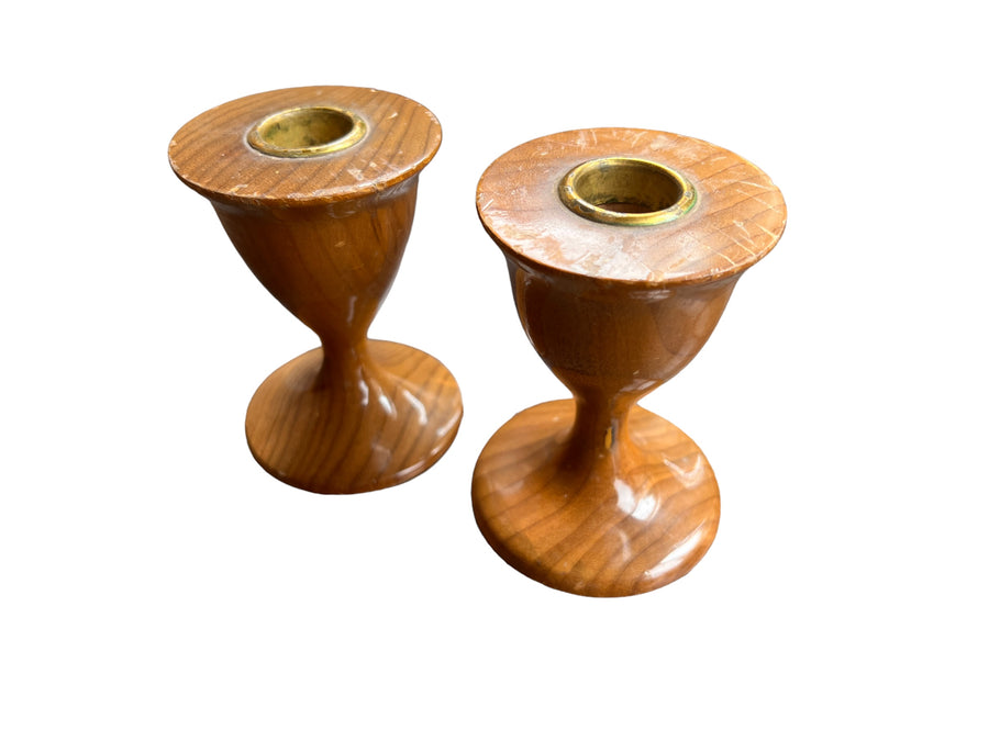 Myrtle Wood Pedestal Candle holders