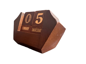 Midcentury Wood Block Desk Calendar