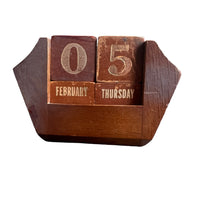 Midcentury Wood Block Desk Calendar