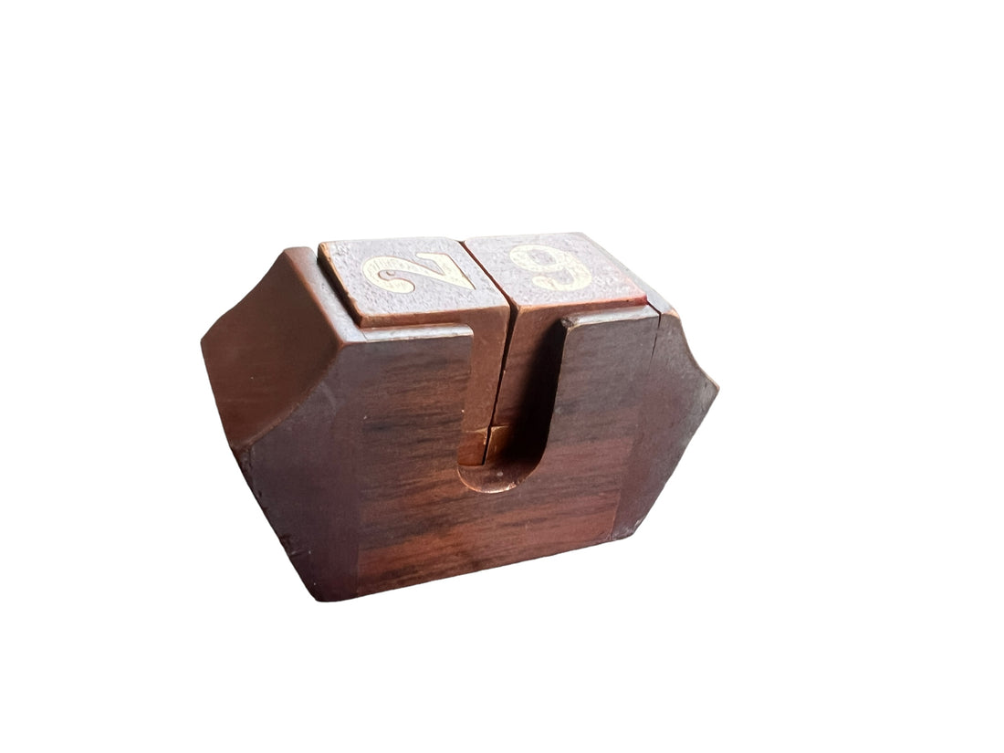 Midcentury Wood Block Desk Calendar