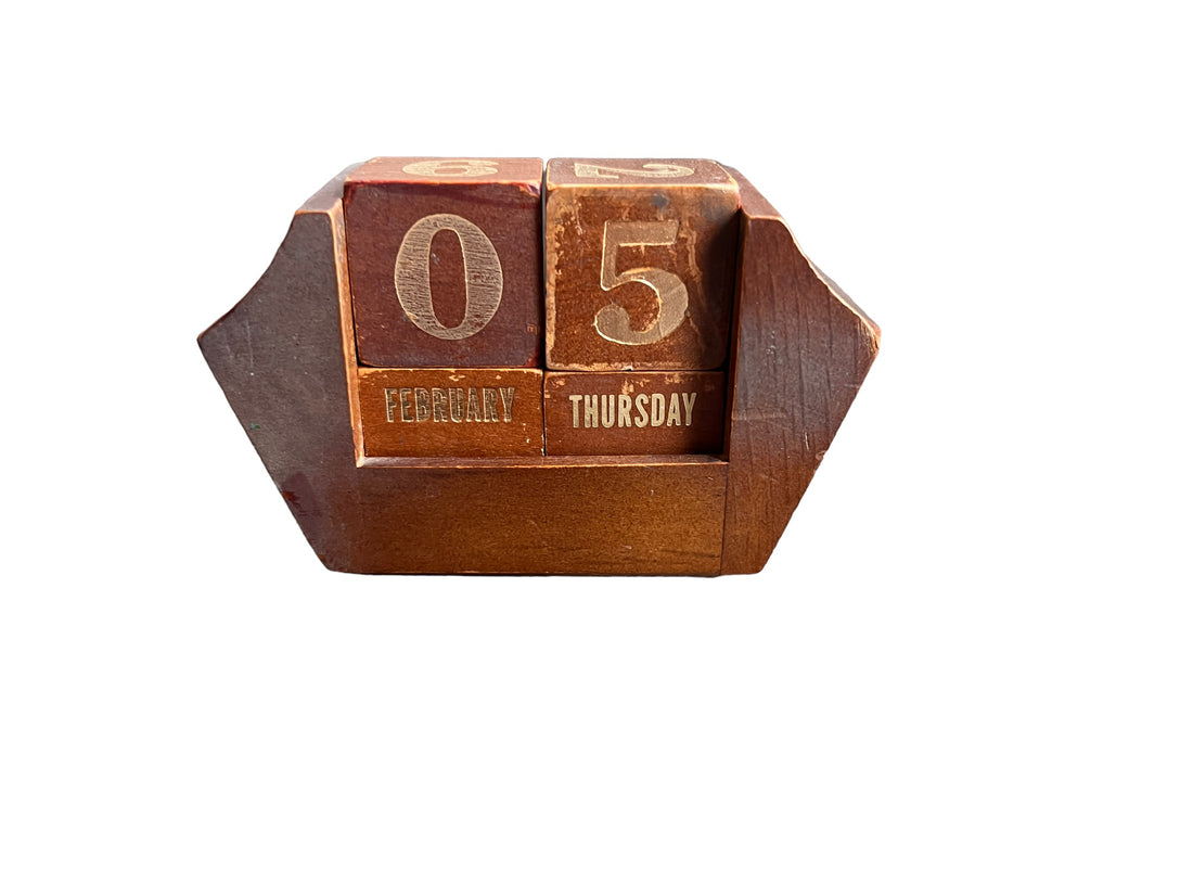 Midcentury Wood Block Desk Calendar Portland Revibe midcentury-wood-block-desk-calendar-portland-revibe