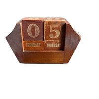 Midcentury Wood Block Desk Calendar