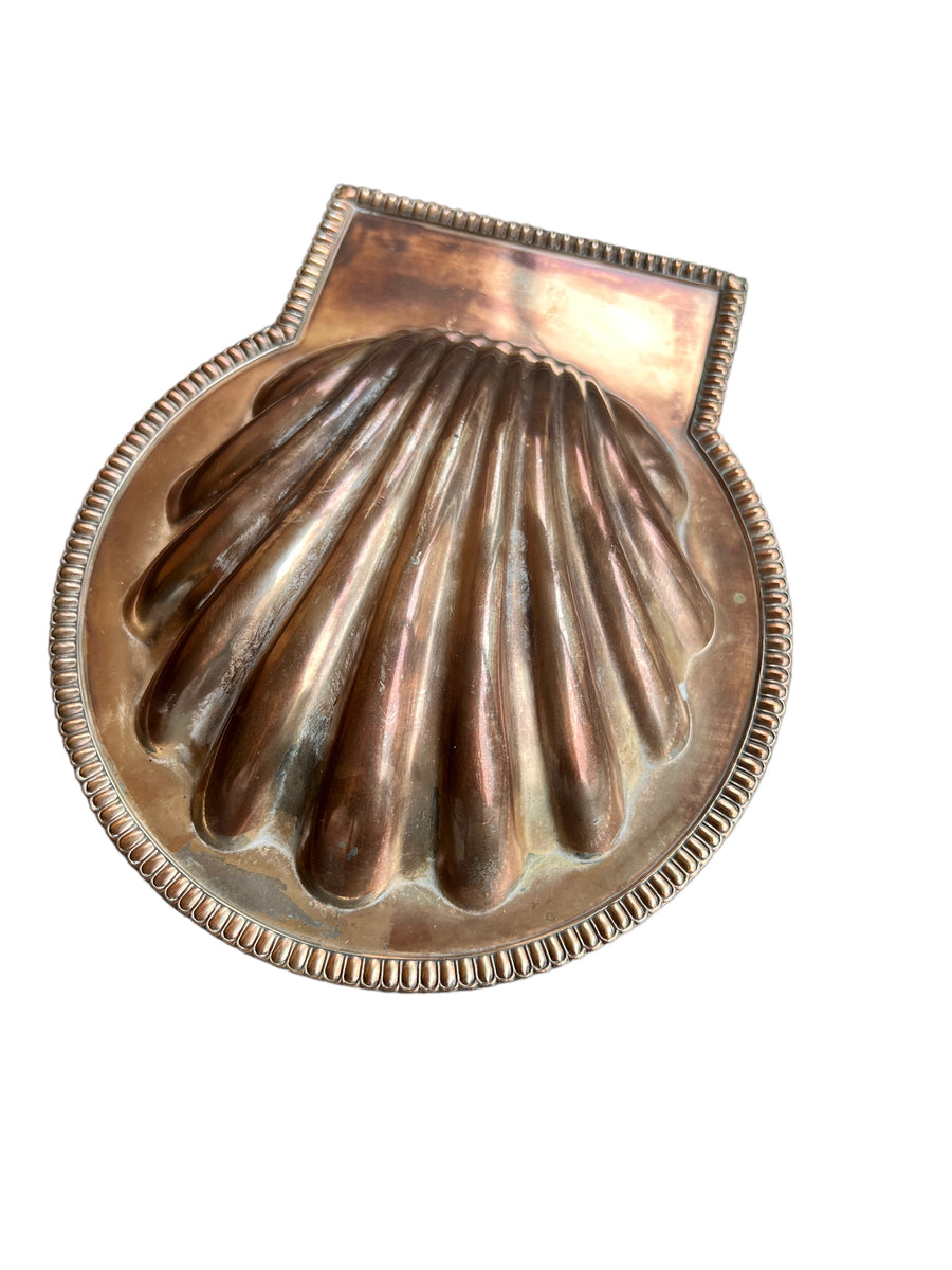 Vintage Silver Plated Shell Box with Glass Insert