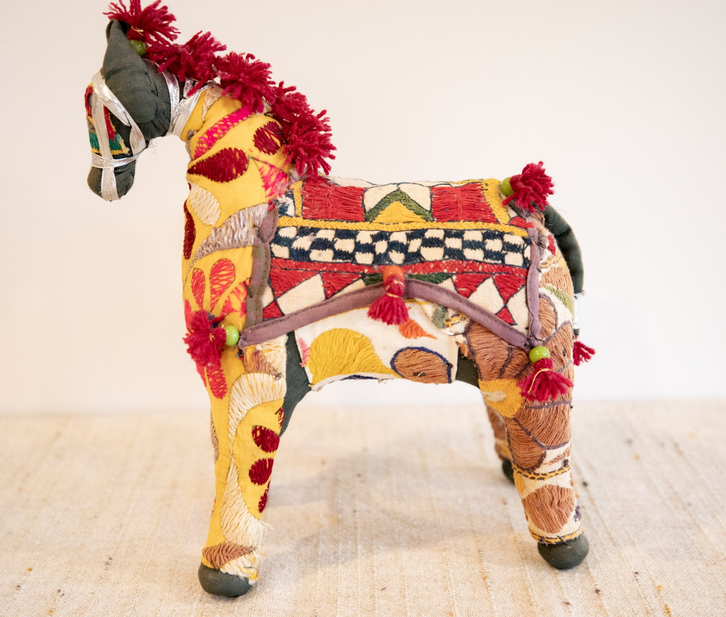 Rajasthani Fabric stuffed Horses Vintage Embroidered Animals India (Sold Separately)