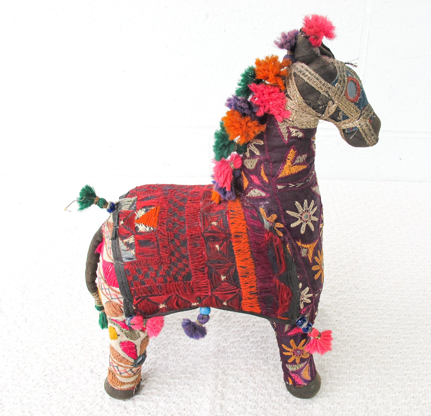 Rajasthani Fabric stuffed Horses Vintage Embroidered Animals India (Sold Separately)