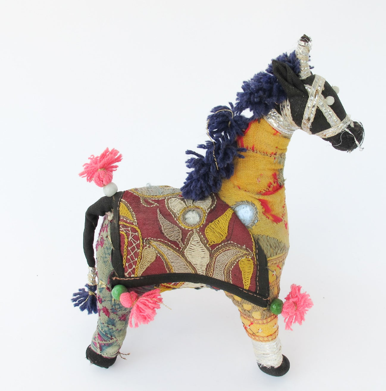 Rajasthani Fabric stuffed Horses Vintage Embroidered Animals India (Sold Separately)