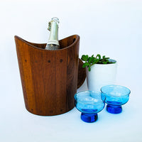 1960's Set of 5 Vintage Blue Cocktail Glasses