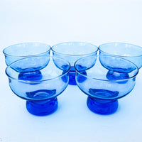 1960's Set of 5 Vintage Blue Cocktail Glasses