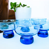 1960's Set of 5 Vintage Blue Cocktail Glasses