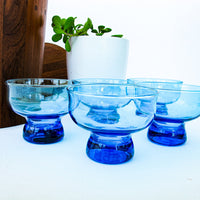 1960's Set of 5 Vintage Blue Cocktail Glasses