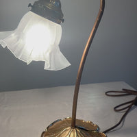 Lilly Pad Brass Table Lamp with Glass Shade