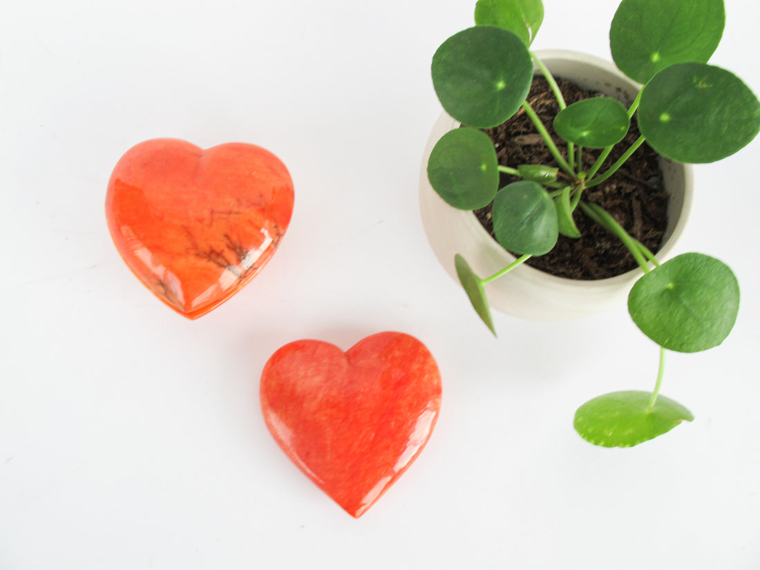 Red Stone Heart Paper Weight or Heart Box Made in Italy (Sold Separately)