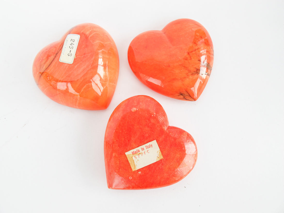 Red Stone Heart Paper Weight or Heart Box Made in Italy (Sold Separately)