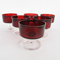 Set of 6 French Midcentury Stemmed Cocktail Glasses Made in France