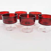 Set of 6 French Midcentury Stemmed Cocktail Glasses Made in France