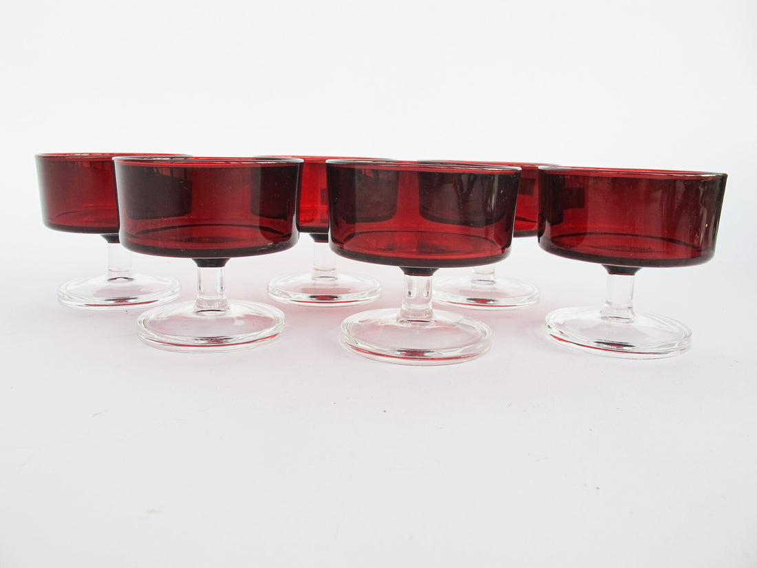 Set of 6 French Midcentury Stemmed Cocktail Glasses Made in France