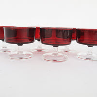 Set of 6 French Midcentury Stemmed Cocktail Glasses Made in France