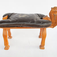 Wood Camel Saddle Holder Stool Bench with Cushion