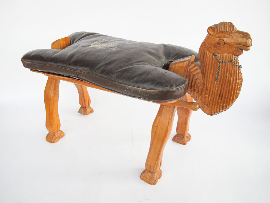 Wood Camel Saddle Holder Stool Bench with Cushion