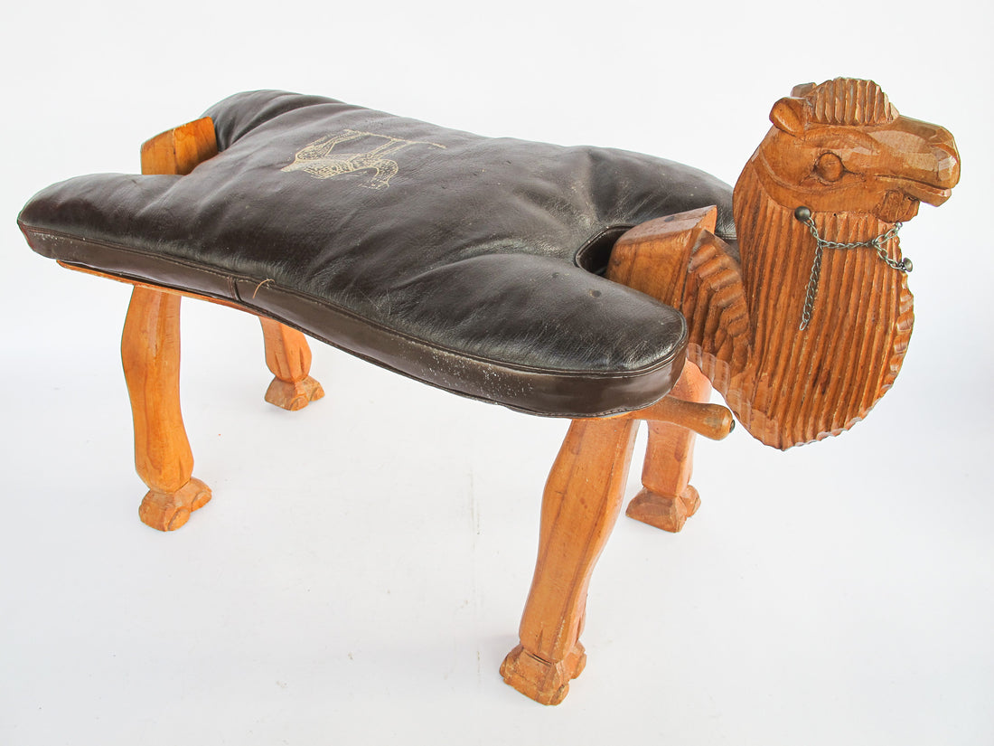 Wood Camel Saddle Holder Stool Bench with Cushion