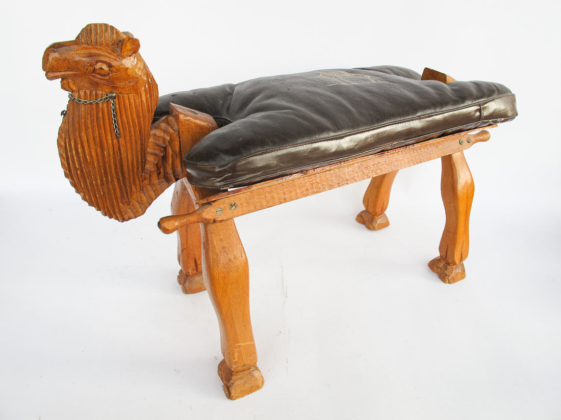 Wood Camel Saddle Holder Stool Bench with Cushion