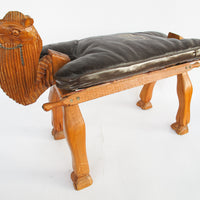 Wood Camel Saddle Holder Stool Bench with Cushion