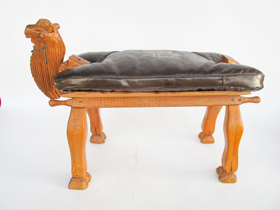 Wood Camel Saddle Holder Stool Bench with Cushion