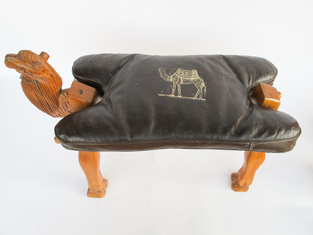 Wood Camel Saddle Holder Stool Bench with Cushion