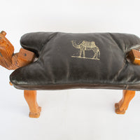 Wood Camel Saddle Holder Stool Bench with Cushion