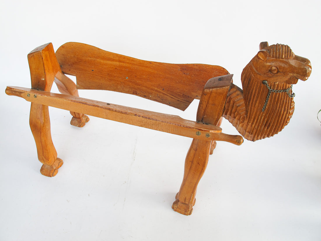 Wood Camel Saddle Holder Stool Bench with Cushion