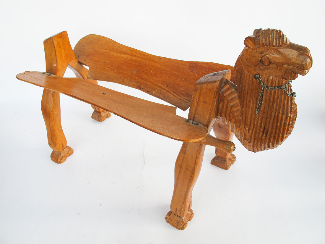 Wood Camel Saddle Holder Stool Bench with Cushion