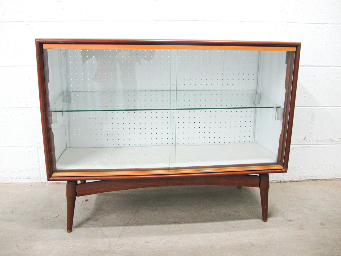 Midcentury Cabinet with Glass Doors and Shelf