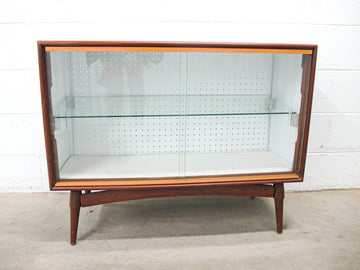 Midcentury Cabinet with Glass Doors and Shelf