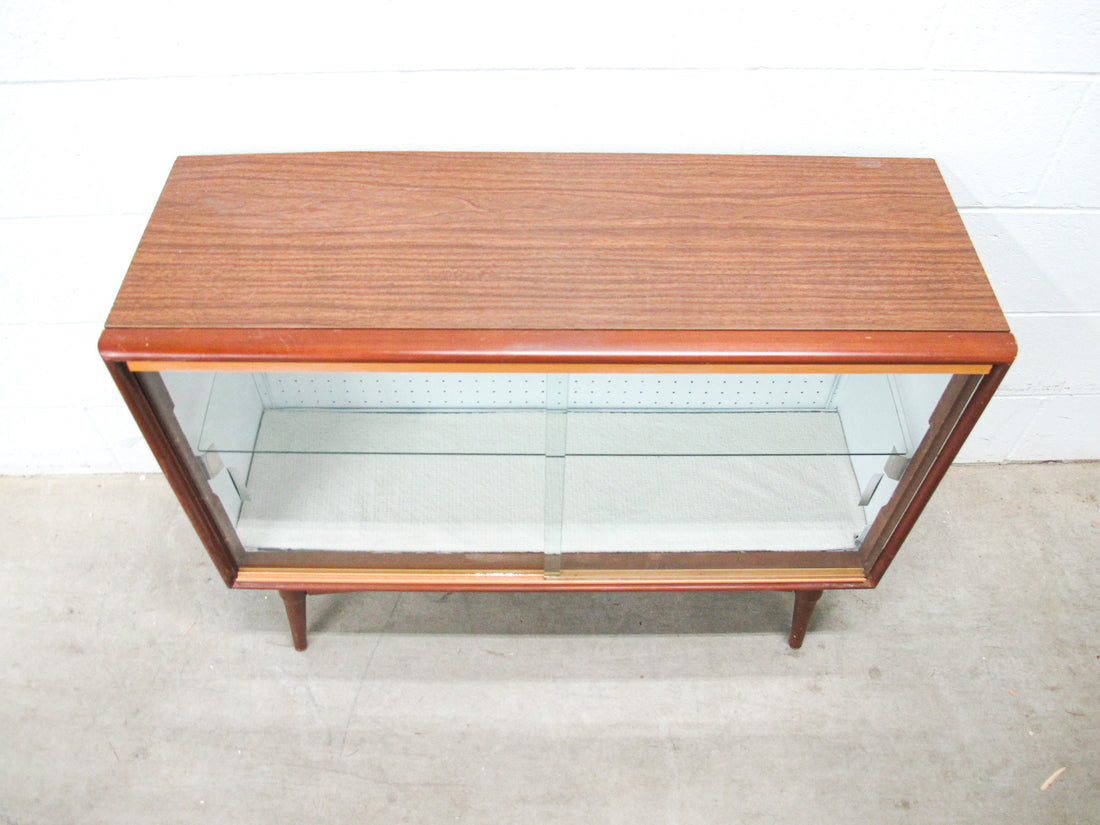 Midcentury Cabinet with Glass Doors and Shelf